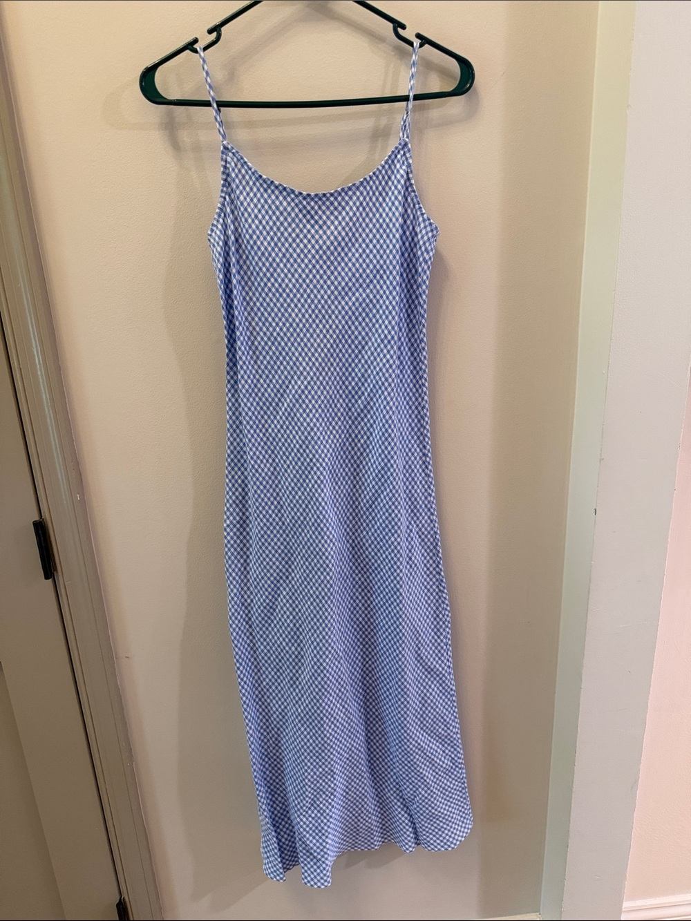 Gwyneth slip dress in blue gingham linen size 2